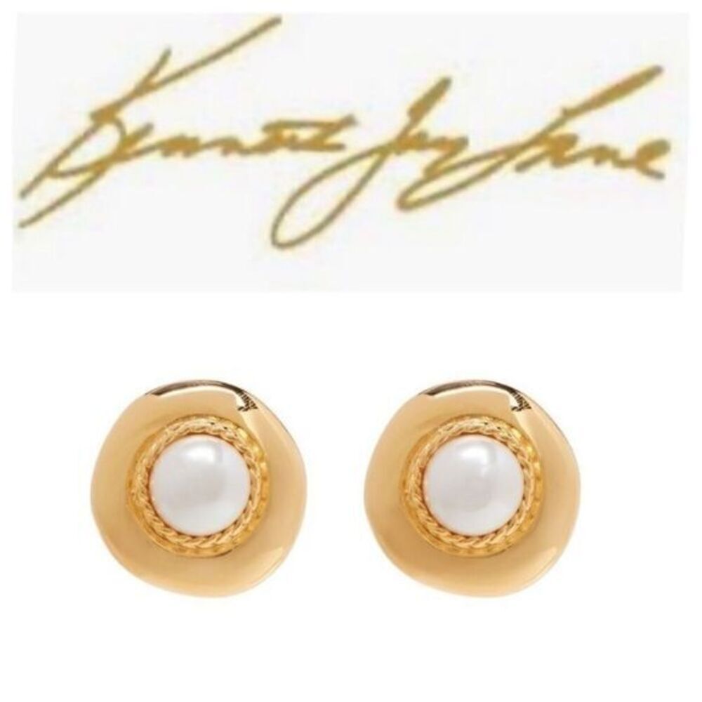 𝅺KENNETH Jay Lane Faux Pearl Gold Tone Earrings